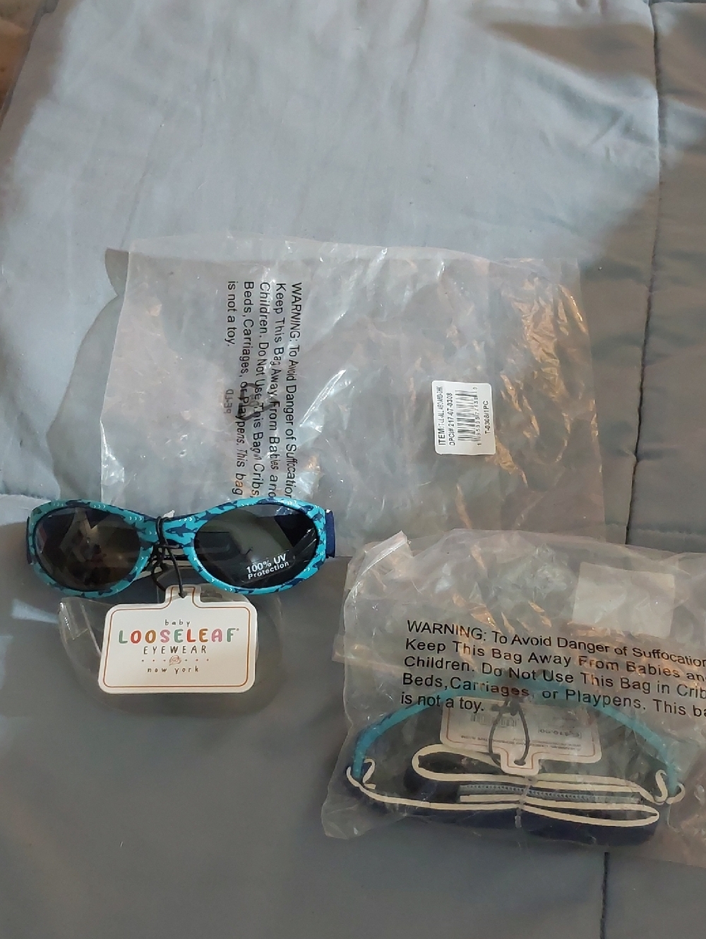Looseleaf Two Pair Shark Print Baby Sunglasses in Teal Blue
